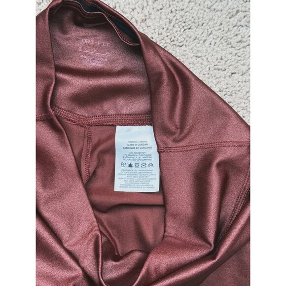 Nike Dri-FIT One Mid-Rise Shine Leggings Small Brown Bronze Eclipse Athleisure - Picture 7 of 7